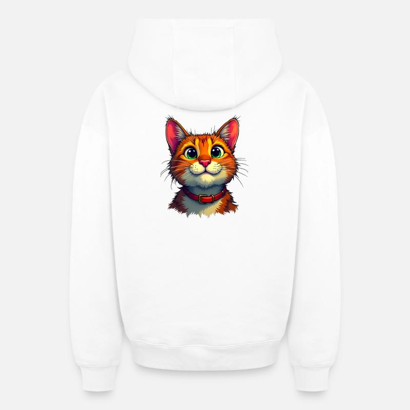 Chat mignon - Sweat à capuche unisexe zippé oversize épais SPREAD - blanc