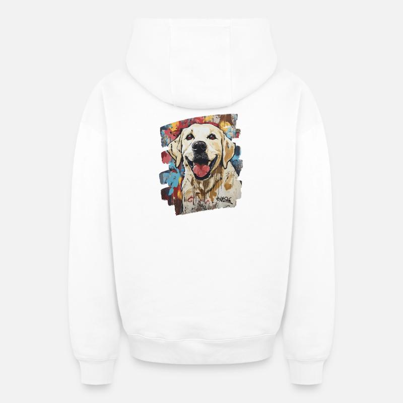 Labrador - Sweat à capuche unisexe zippé oversize épais SPREAD - blanc