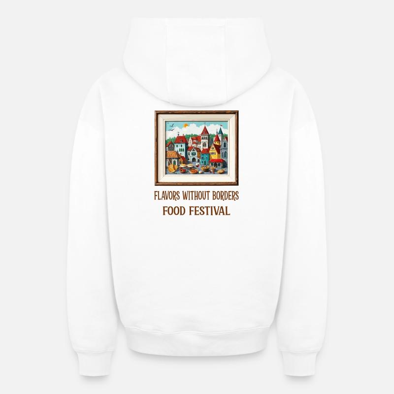 Festival de cuisine de rue - Sweat à capuche unisexe zippé oversize épais SPREAD - blanc
