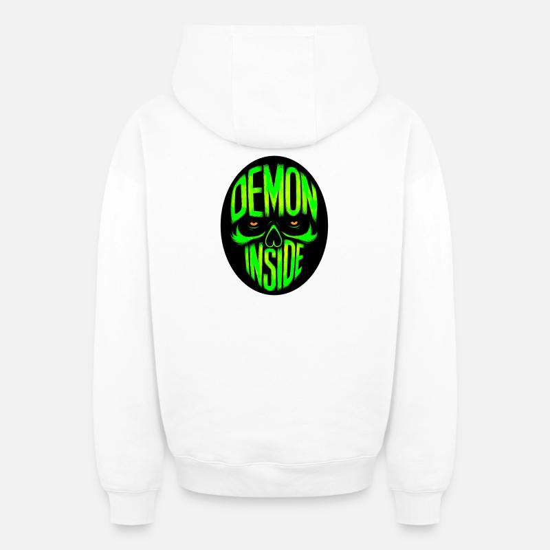 Demon inside - Oversized Heavyweight Unisex Zip Hoodie - Weiß