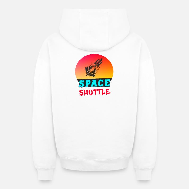 Navette spatiale Sunset Design - Sweat à capuche unisexe zippé oversize épais SPREAD - blanc