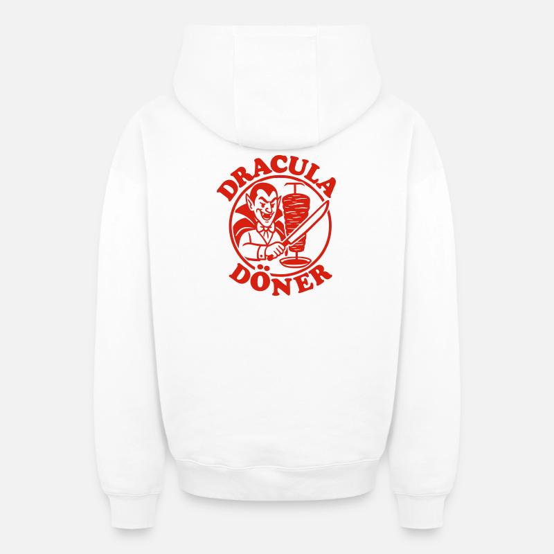 Dracula Kebab - Sweat à capuche unisexe zippé oversize épais SPREAD - blanc
