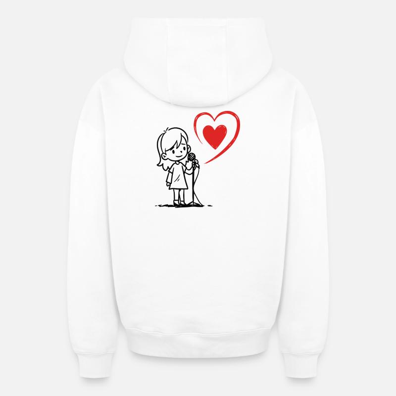 Mädchen singt mit einer Herznote - Oversized Heavyweight Unisex Zip Hoodie - Weiß