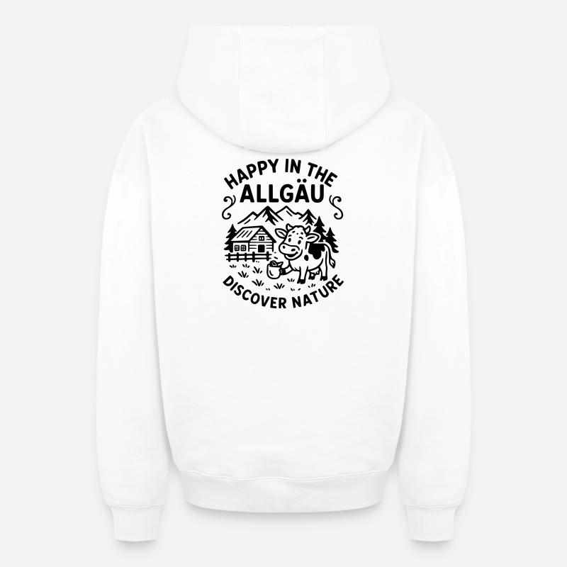 HappyAllgaeu - Sweat à capuche unisexe zippé oversize épais SPREAD - blanc