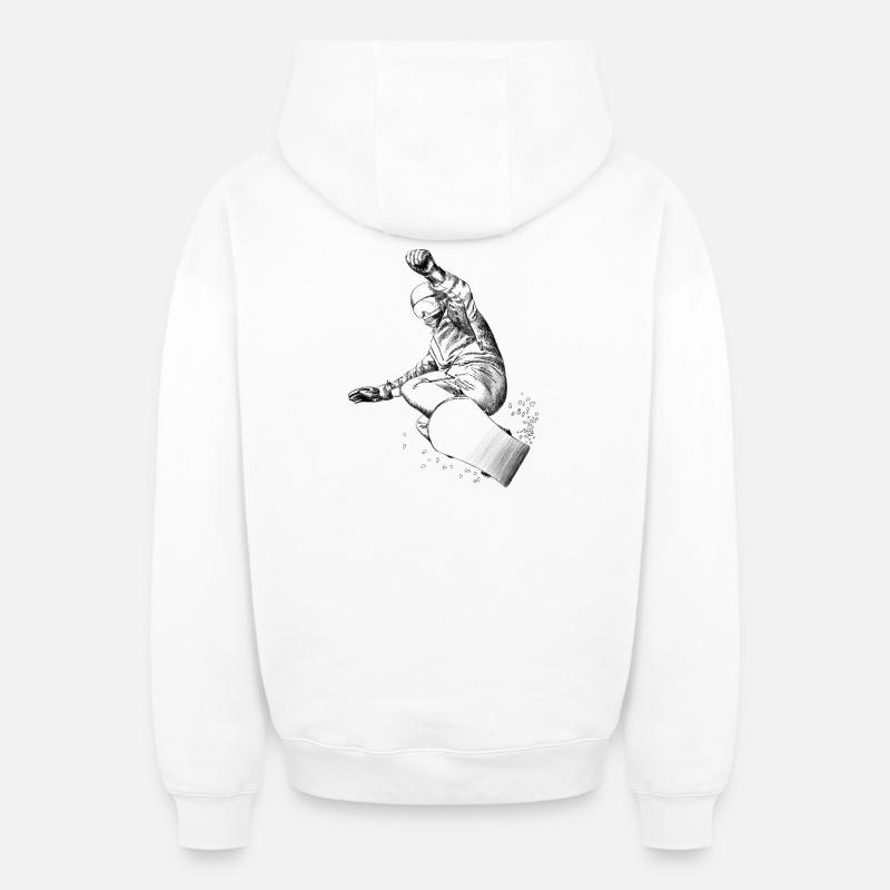 Snowboarders - Sweat à capuche unisexe zippé oversize épais SPREAD - blanc