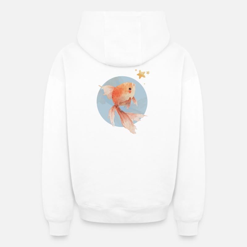 Poisson rouge avec une vision - Sweat à capuche unisexe zippé oversize épais SPREAD - blanc