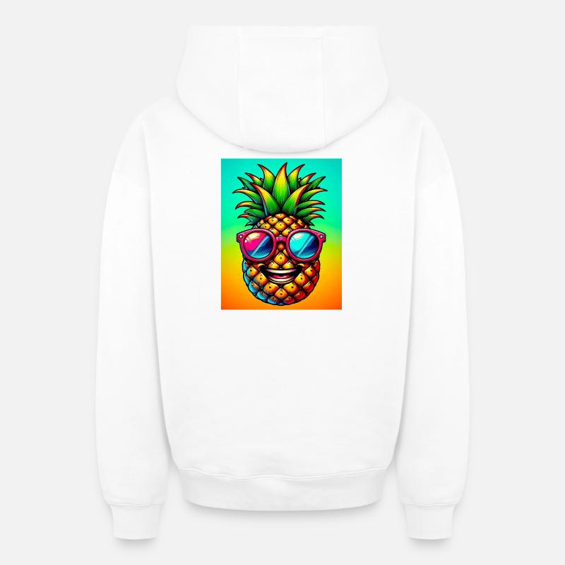 Ananas - Sweat à capuche unisexe zippé oversize épais SPREAD - blanc
