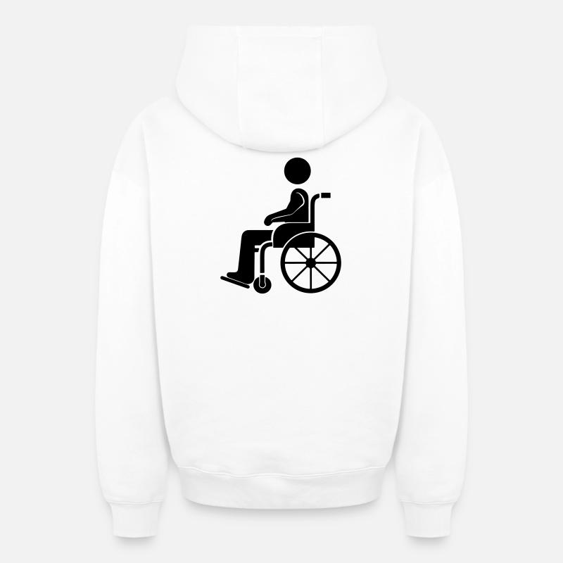 Icône du fauteuil roulant - Sweat à capuche unisexe zippé oversize épais SPREAD - blanc