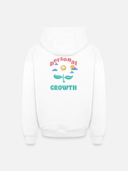 Personal Growth Daisy - Oversized Heavyweight Unisex Zip Hoodie - white