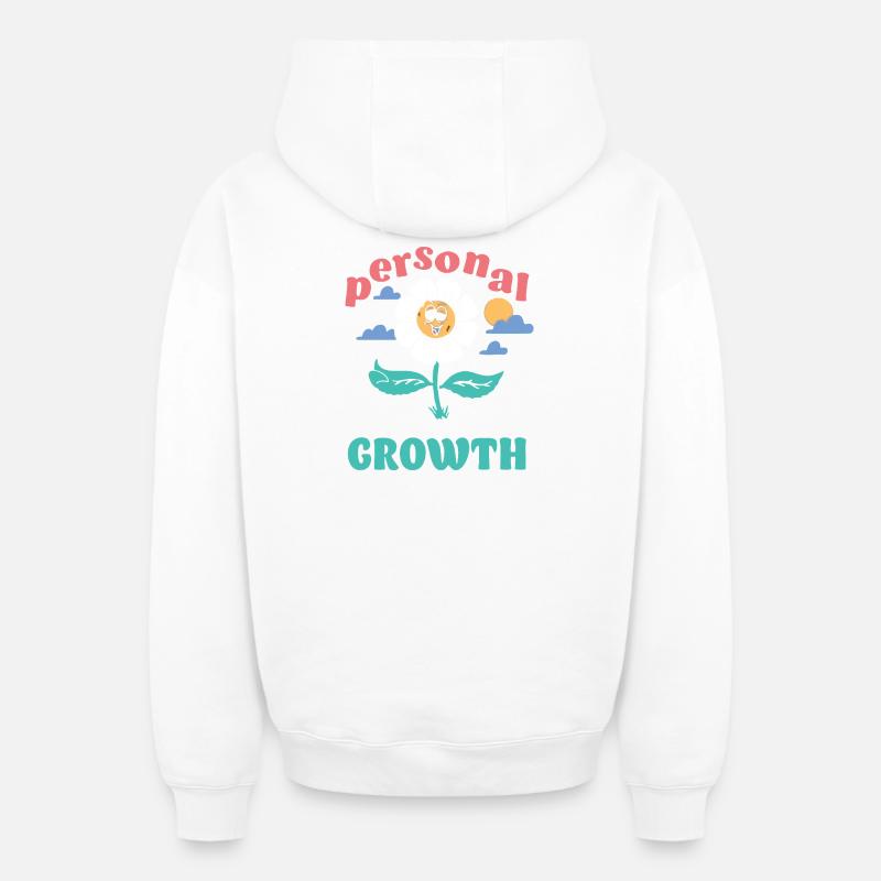 Personal Growth Daisy - Oversized Heavyweight Unisex Zip Hoodie - white