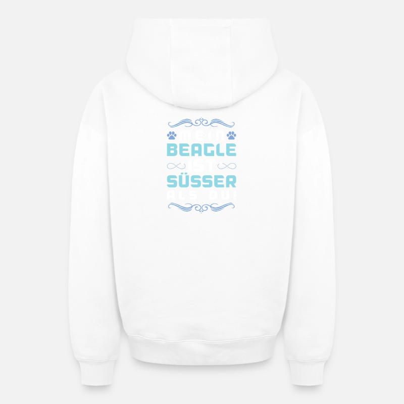 Dicton de chien beagle - Sweat à capuche unisexe zippé oversize épais SPREAD - blanc