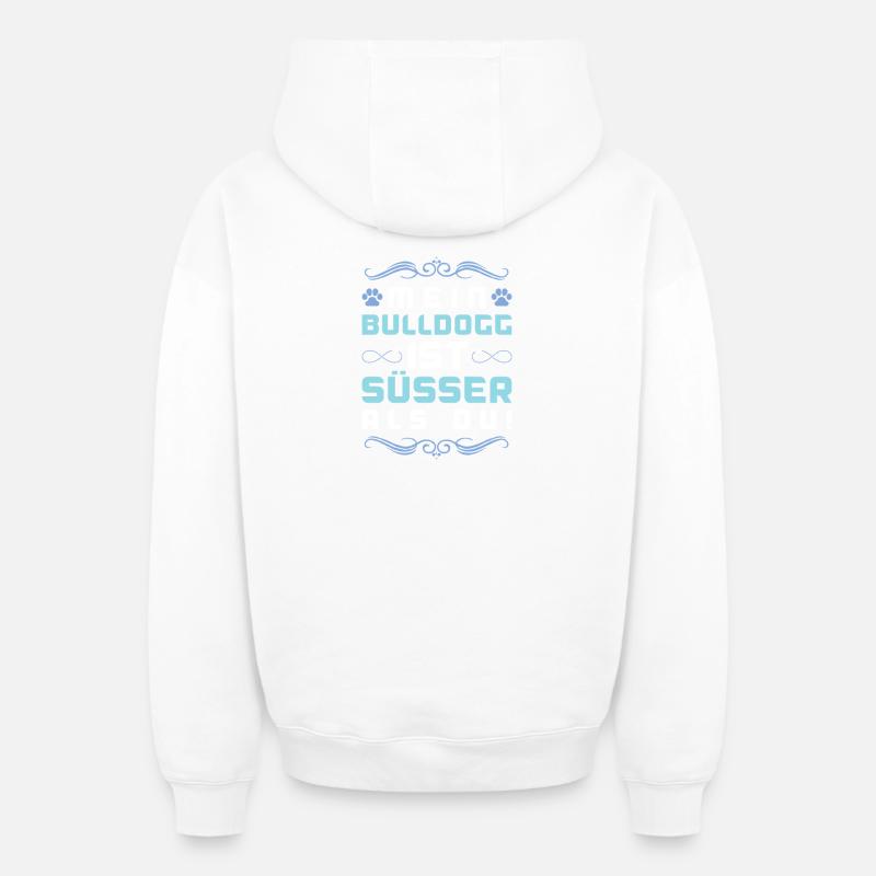 Dicton de chien bouledogue - Sweat à capuche unisexe zippé oversize épais SPREAD - blanc
