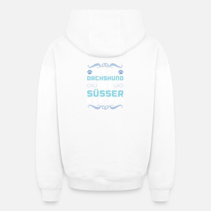 Teckel Teckel Chien Dicton - Sweat à capuche unisexe zippé oversize épais SPREAD - blanc