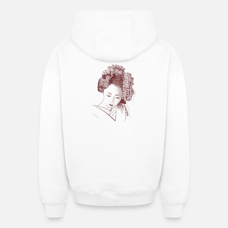 Japonais - Sweat à capuche unisexe zippé oversize épais SPREAD - blanc