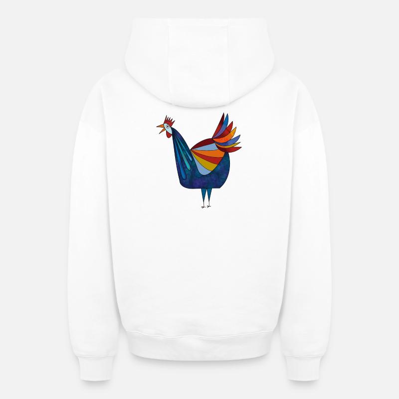 Poulet - Sweat à capuche unisexe zippé oversize épais SPREAD - blanc
