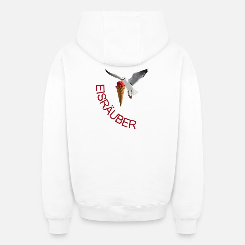 Möwe mit Eiscreme Eisräuber - Sweat à capuche unisexe zippé oversize épais SPREAD - blanc