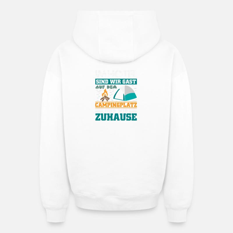 Camper Camping Caravane Dicton - Sweat à capuche unisexe zippé oversize épais SPREAD - blanc