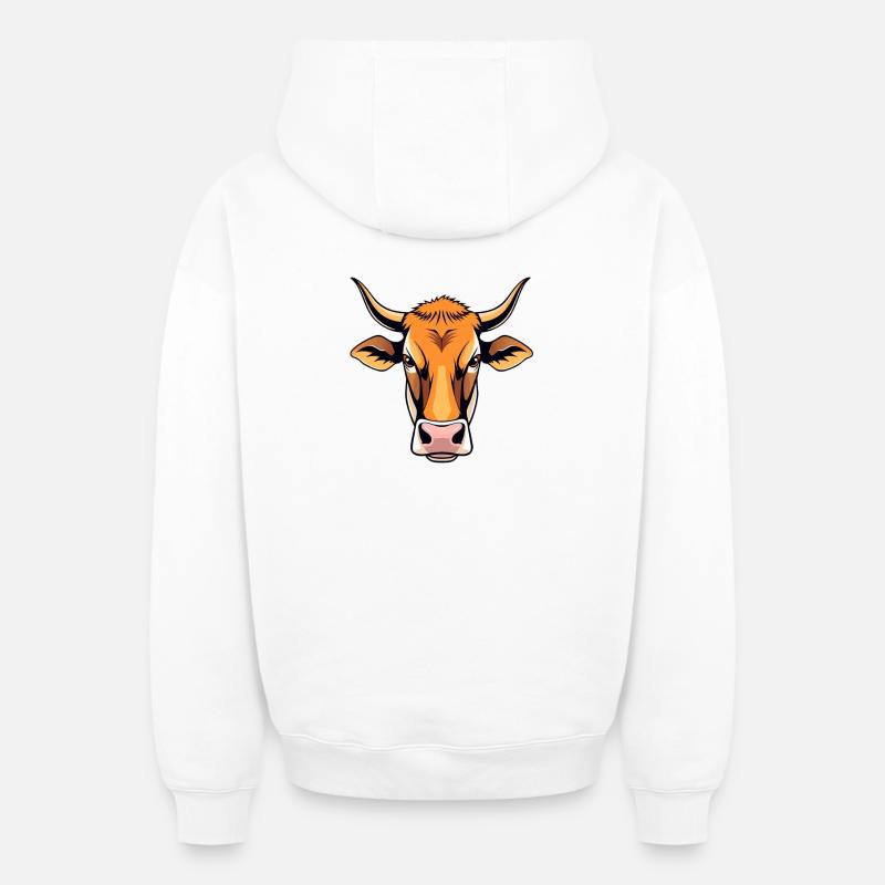 Vache - Sweat à capuche unisexe zippé oversize épais SPREAD - blanc