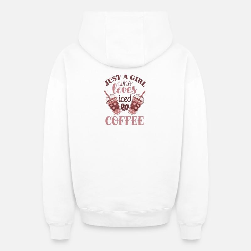 Mädchen, das Eiskaffee liebt - Oversized Heavyweight Unisex Zip Hoodie - Weiß