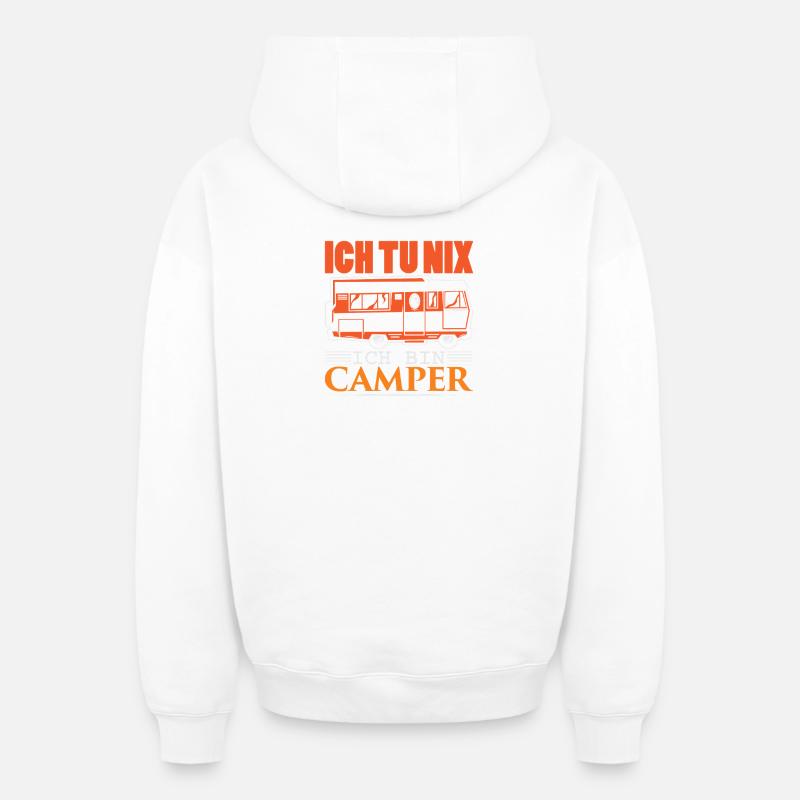 Camper Camping Caravane Dicton - Sweat à capuche unisexe zippé oversize épais SPREAD - blanc