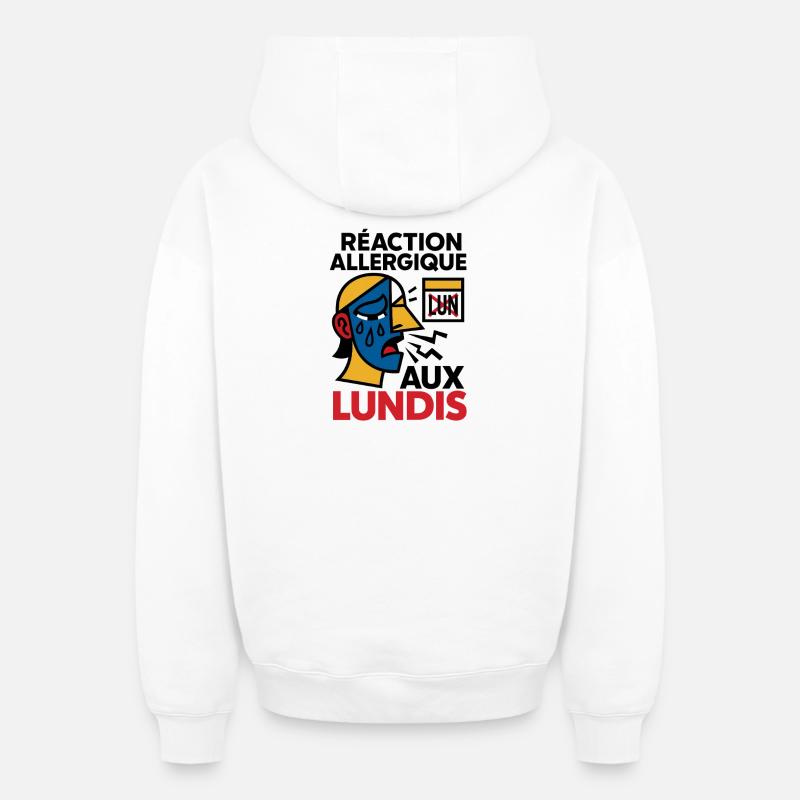 Expression de Réaction Allergique Lundi - Sweat à capuche unisexe zippé oversize épais SPREAD - blanc