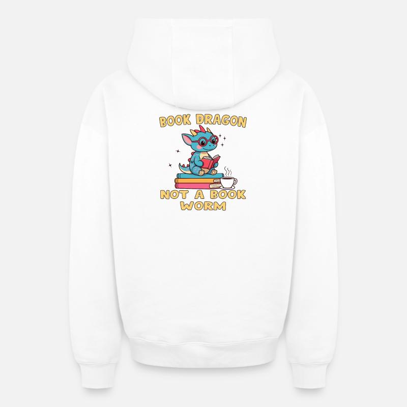 Drache Bibliophile Eule - Oversized Heavyweight Unisex Zip Hoodie - Weiß