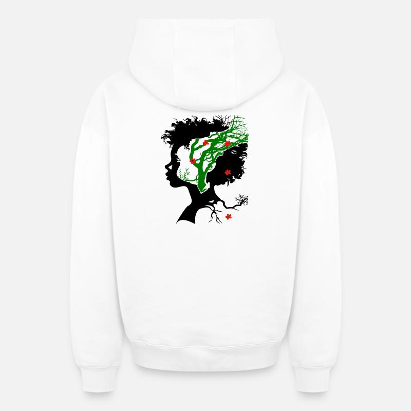 Abstrakter Baum mit Blüten - Oversized Heavyweight Unisex Zip Hoodie - Weiß