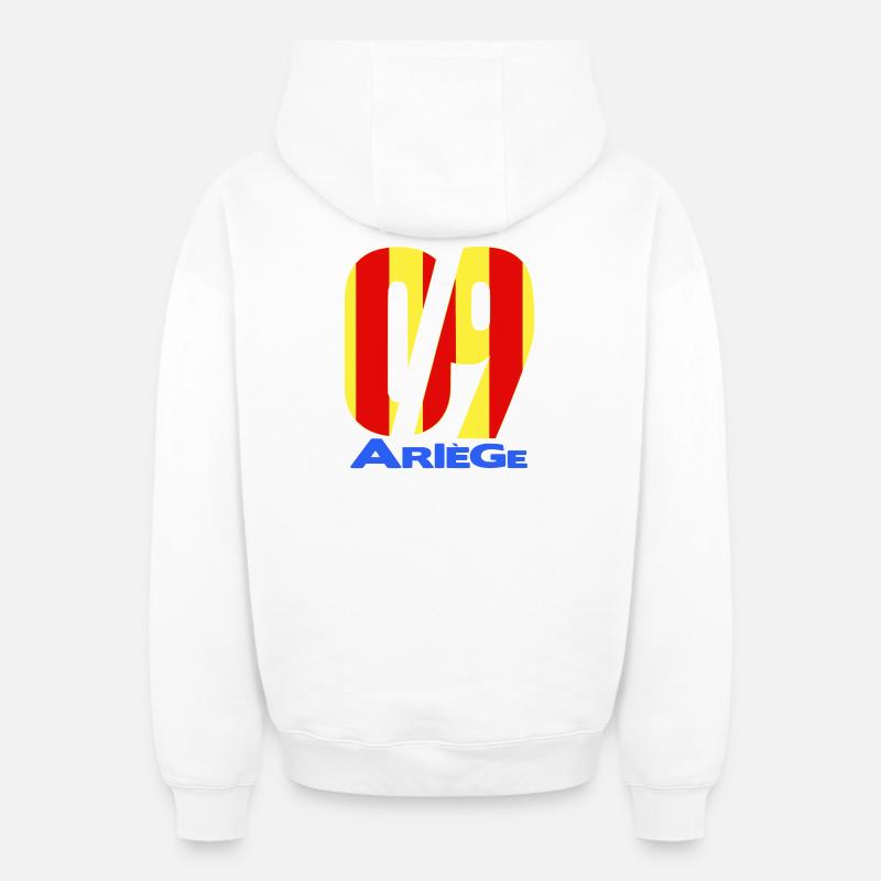 09 Ariège - Sweat à capuche unisexe zippé oversize épais SPREAD - blanc