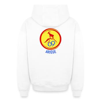 Bouquetin alpin Ariège 09 - Sweat à capuche unisexe zippé oversize épais SPREAD - blanc - Dos - AI Model Male 178 light (178cm)