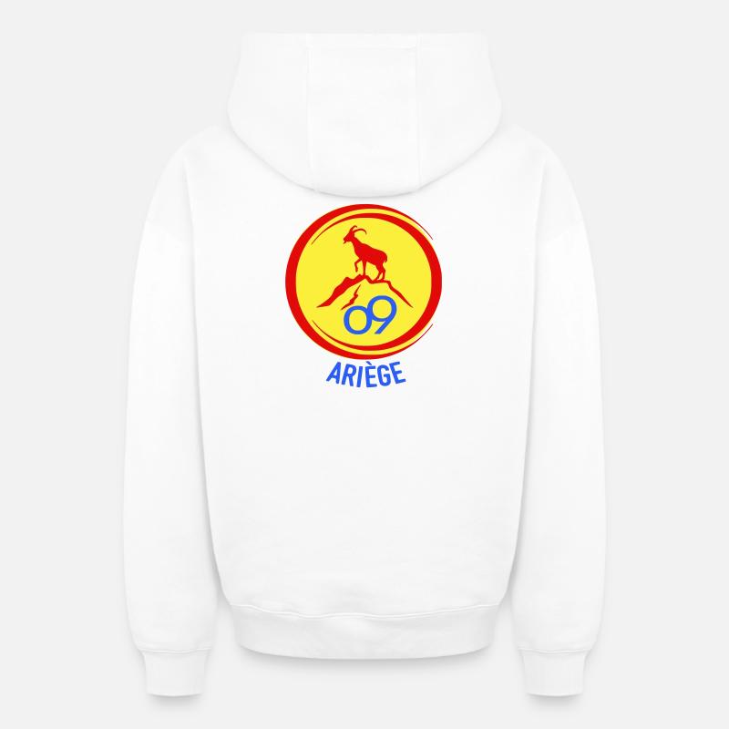 Bouquetin alpin Ariège 09 - Sweat à capuche unisexe zippé oversize épais SPREAD - blanc
