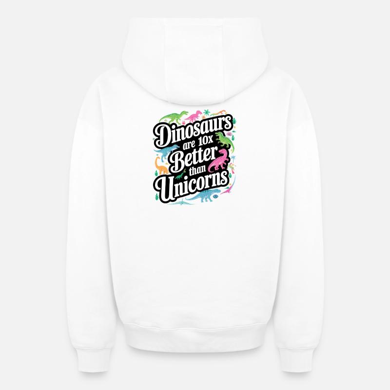 Dinosaurier überstrahlen Einhörner hell - Oversized Heavyweight Unisex Zip Hoodie - Weiß
