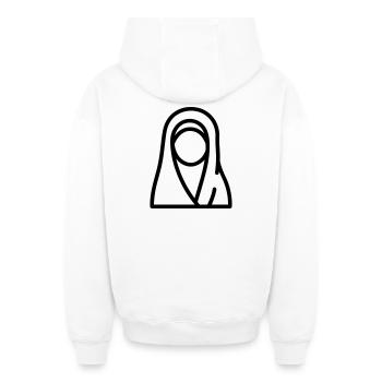 femme musulmane - Sweat à capuche unisexe zippé oversize épais SPREAD - blanc - Dos - AI Model Male 178 light (178cm)