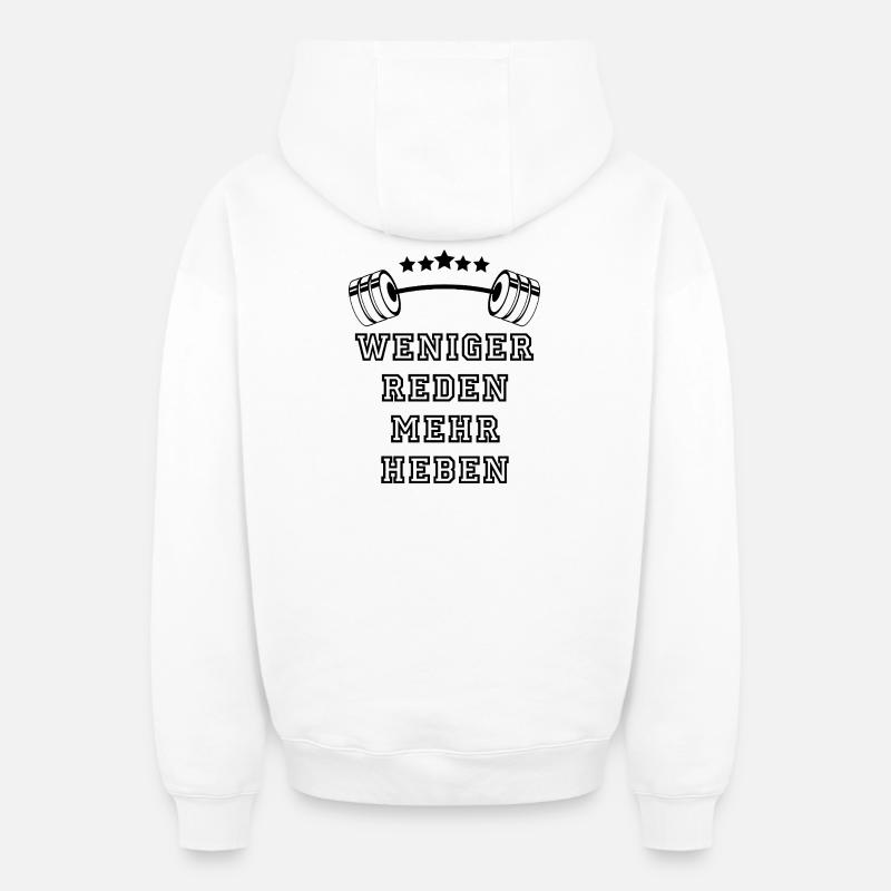 GYMNASE : Force et concentration - Sweat à capuche unisexe zippé oversize épais SPREAD - blanc