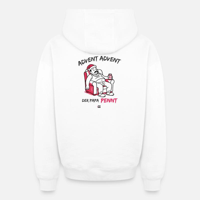 L’Avent, l’Avent, papa dort - Sweat à capuche unisexe zippé oversize épais SPREAD - blanc