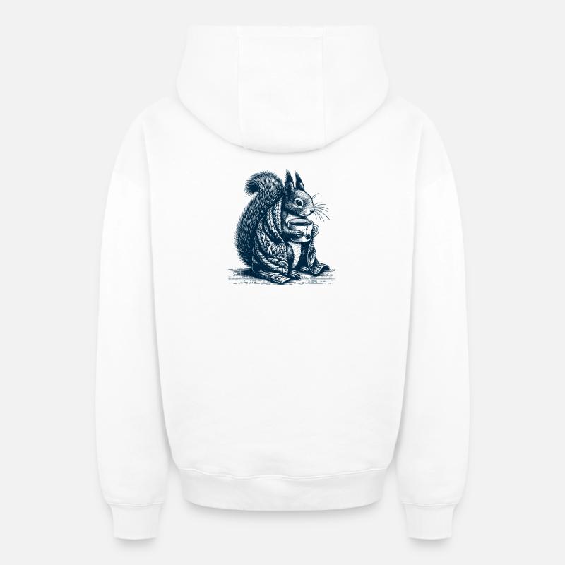 Eichhörnchen mit Tee - Oversized Heavyweight Unisex Zip Hoodie - Weiß