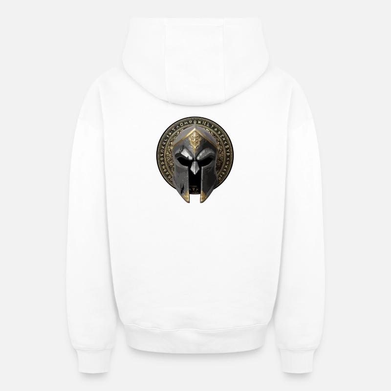 Casque Spartiate Gladiator - Sweat à capuche unisexe zippé oversize épais SPREAD - blanc