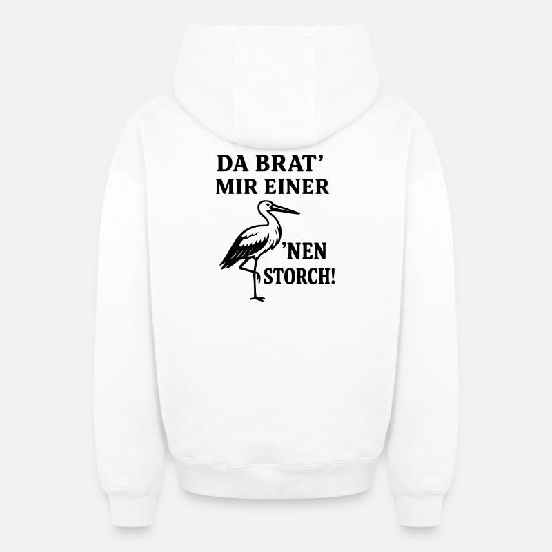 Rôti de cigogne - Sweat à capuche unisexe zippé oversize épais SPREAD - blanc
