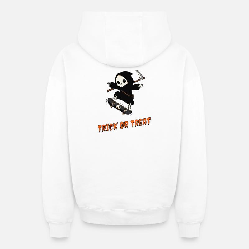 Süßes oder Saures – Skater Reaper - Oversized Heavyweight Unisex Zip Hoodie - Weiß