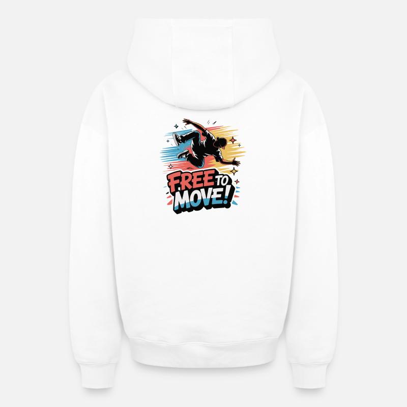 Libre de bouger Danse Burst - Sweat à capuche unisexe zippé oversize épais SPREAD - blanc