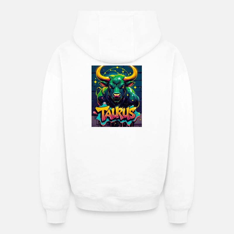 Taureau - Sweat à capuche unisexe zippé oversize épais SPREAD - blanc