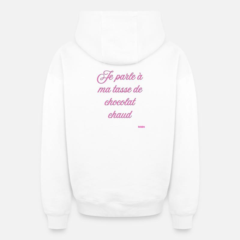 Pink Script Becher mit heißer Schokolade - Oversized Heavyweight Unisex Zip Hoodie - Weiß