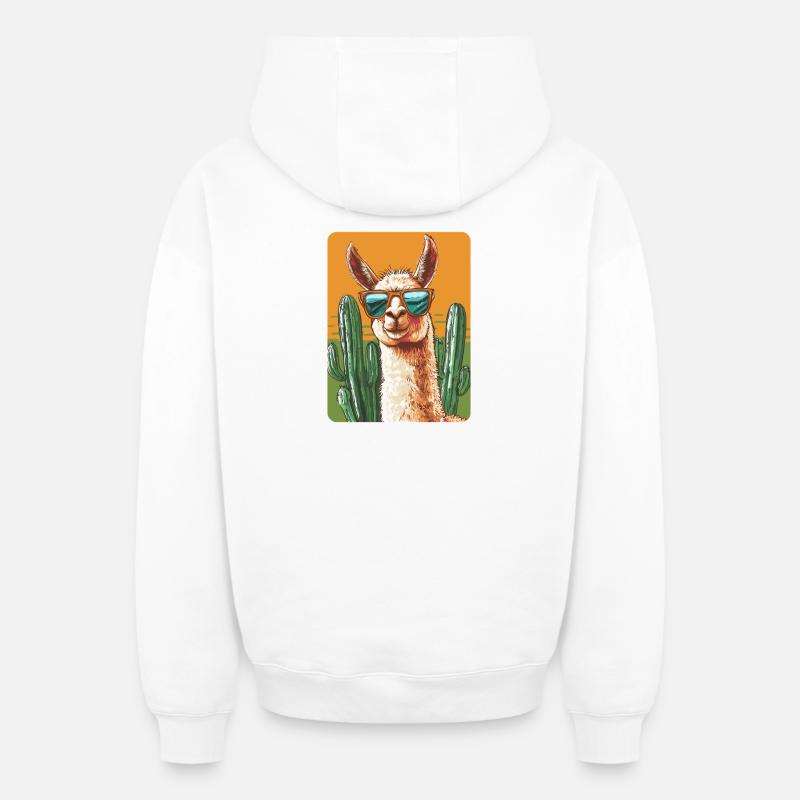 lama - Sweat à capuche unisexe zippé oversize épais SPREAD - blanc