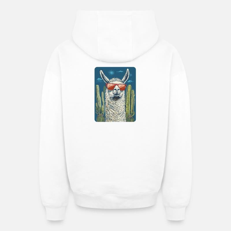 lama - Sweat à capuche unisexe zippé oversize épais SPREAD - blanc
