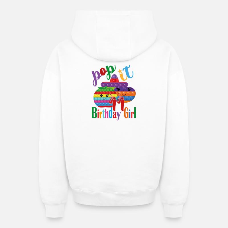pop-it Fille d’anniversaire 11 - Sweat à capuche unisexe zippé oversize épais SPREAD - blanc