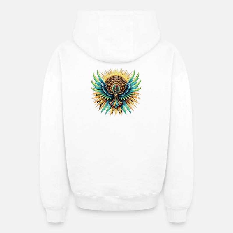 Aztèques - Sweat à capuche unisexe zippé oversize épais SPREAD - blanc