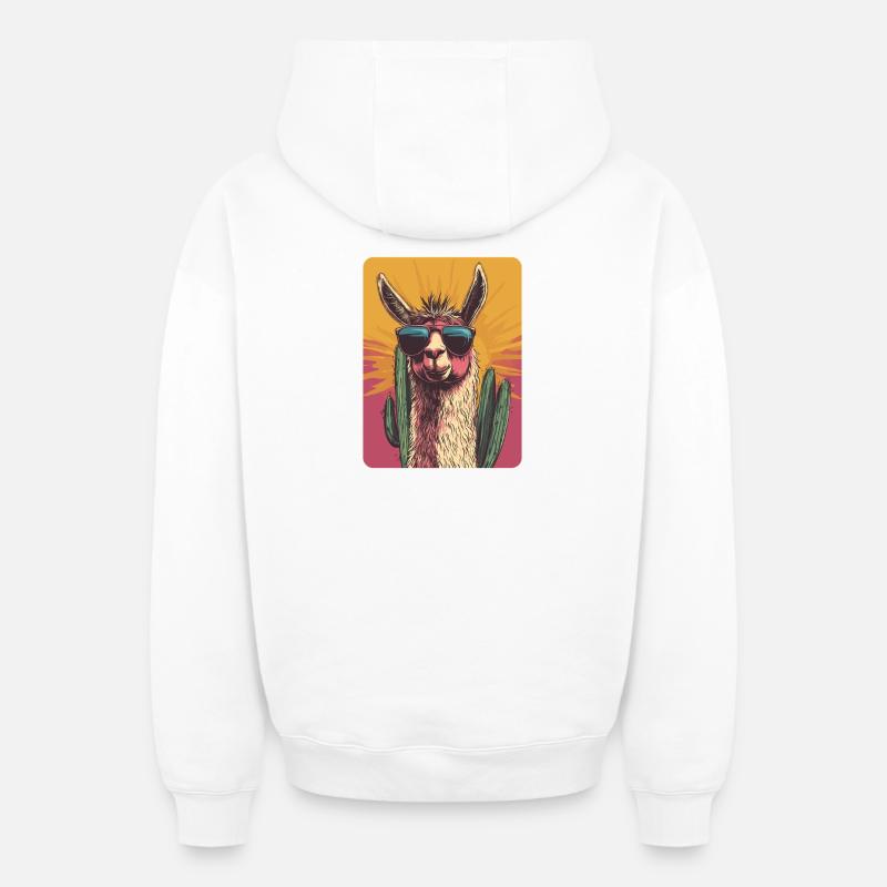 lama - Sweat à capuche unisexe zippé oversize épais SPREAD - blanc