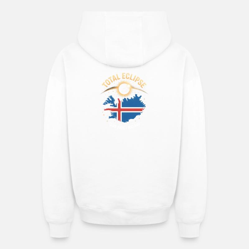 Total Solar Eclipse Iceland 2026 - Oversized Heavyweight Unisex Zip Hoodie - white
