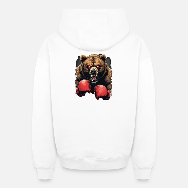 boxe - Sweat à capuche unisexe zippé oversize épais SPREAD - blanc