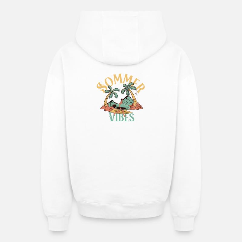 Ambiance estivale - Sweat à capuche unisexe zippé oversize épais SPREAD - blanc
