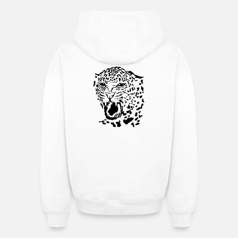Leopard - Oversized Heavyweight Unisex Zip Hoodie - Weiß
